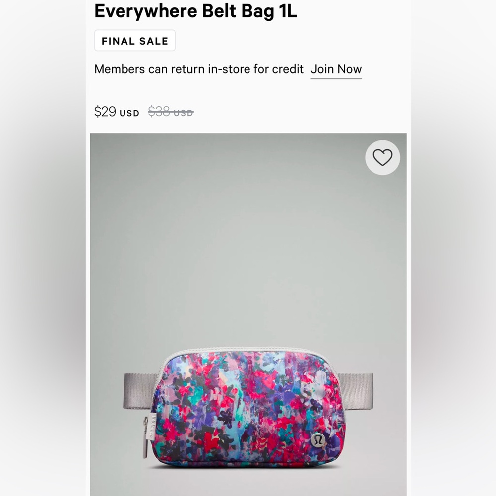 Lululemon 1L Everyday Belt Bag Floral